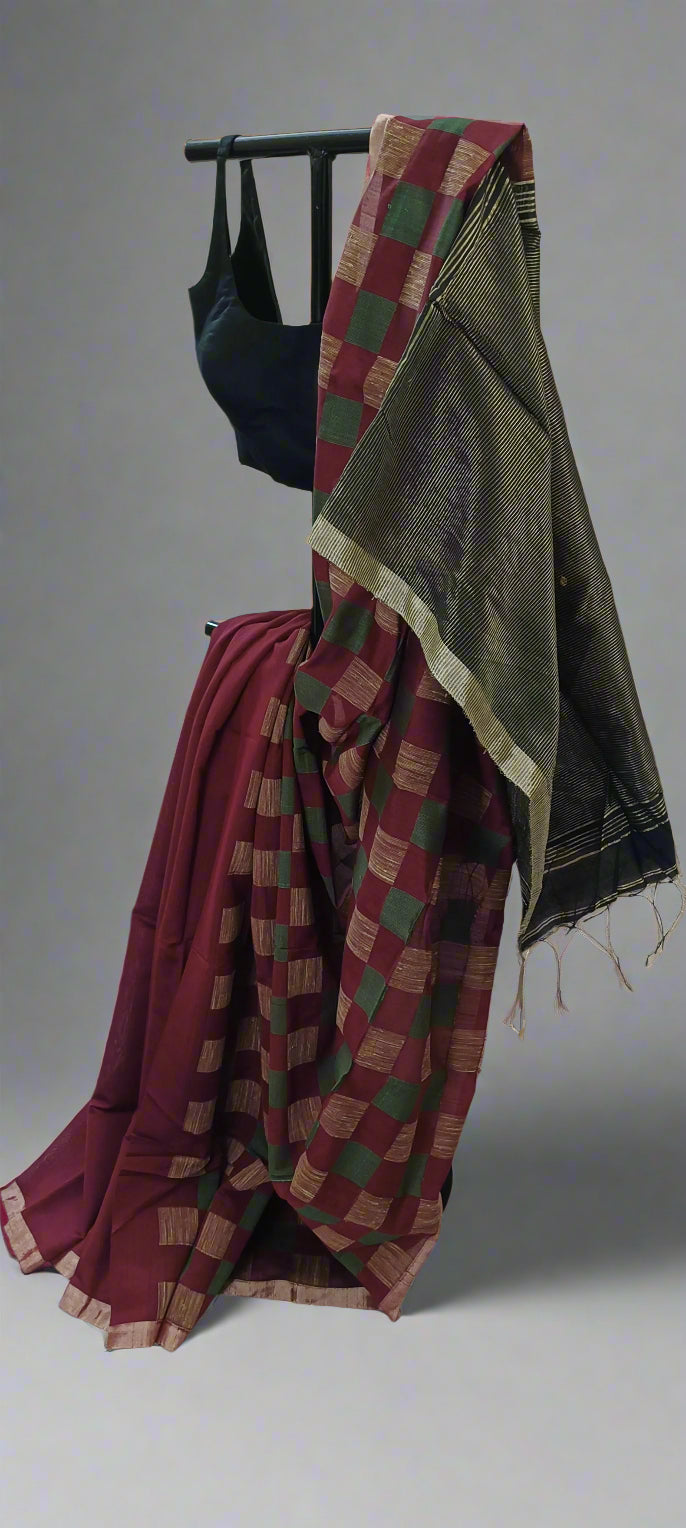 Temple Moss & Madder Cotton Saree
