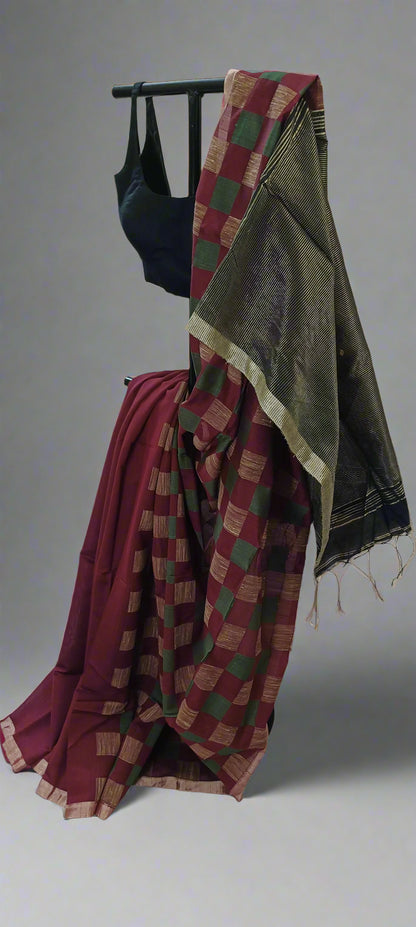 Temple Moss & Madder Cotton Saree