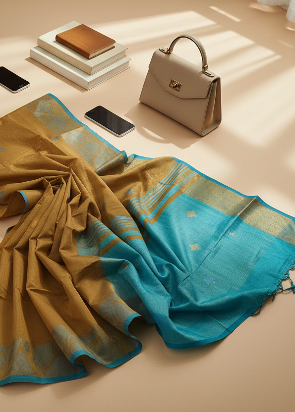 Horizon Dust Cotton-Linen Saree
