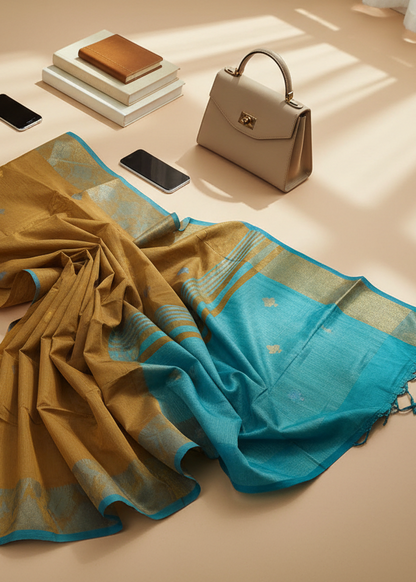 Horizon Dust Cotton-Linen Saree