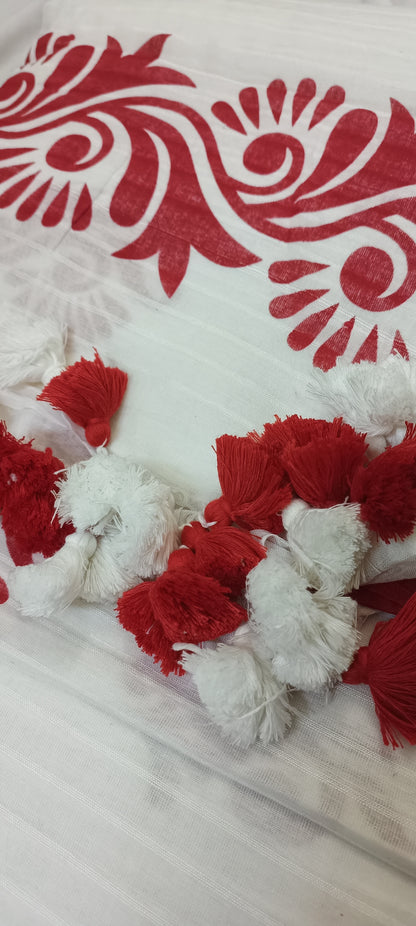 Shwetroj Cotton Handblock Saree