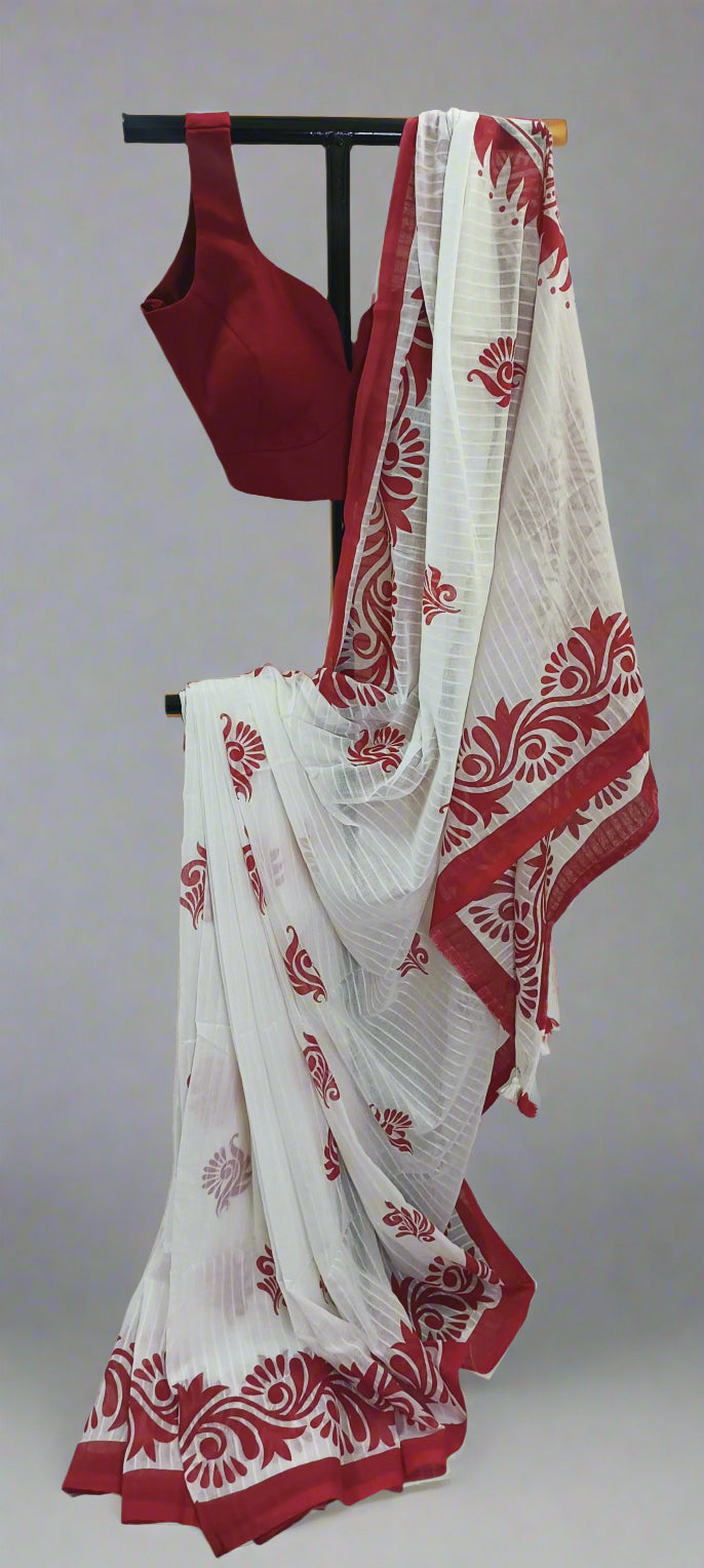 Shwetroj Cotton Handblock Saree