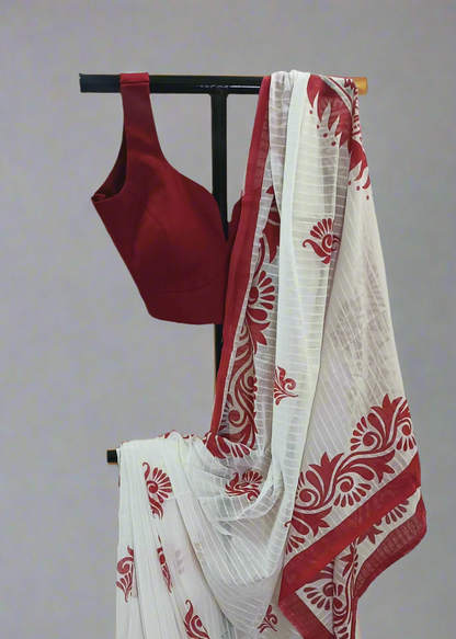 Shwetroj Cotton Handblock Saree