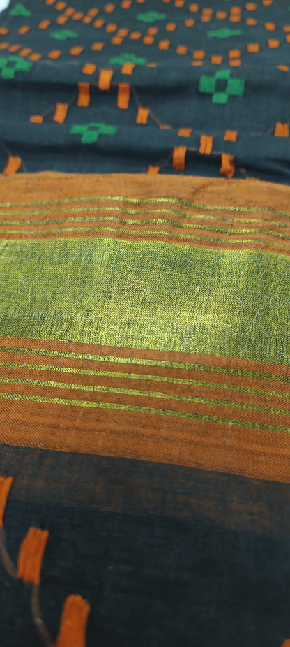 Shondhya Raag Black Dhakai Taant Saree