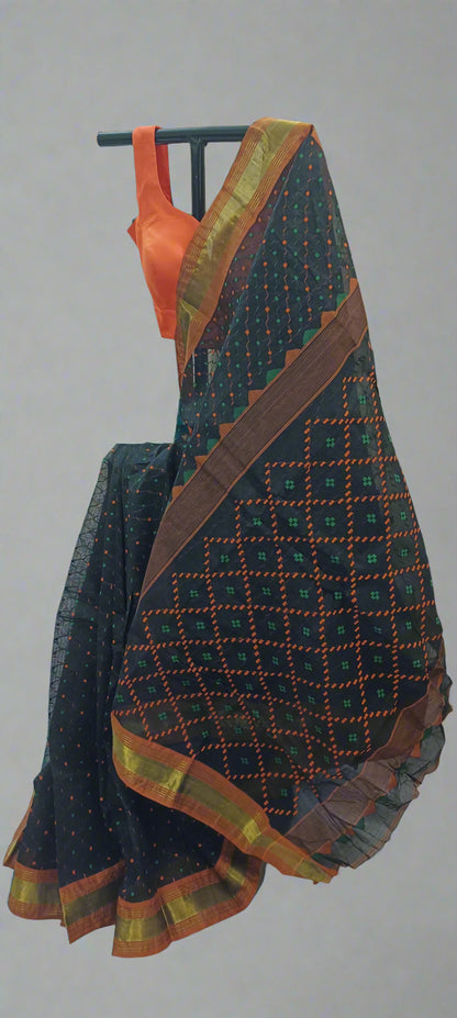 Shondhya Raag Black Dhakai Taant Saree