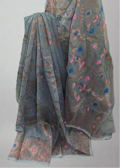 Duskhaze Bloom Tissue Muslin Saree