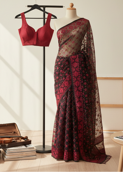 KaaliPhool Muslin Dhakai Saree