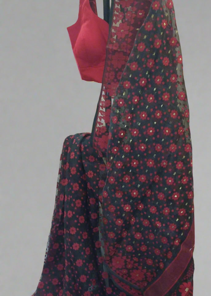 KaaliPhool Muslin Dhakai Saree