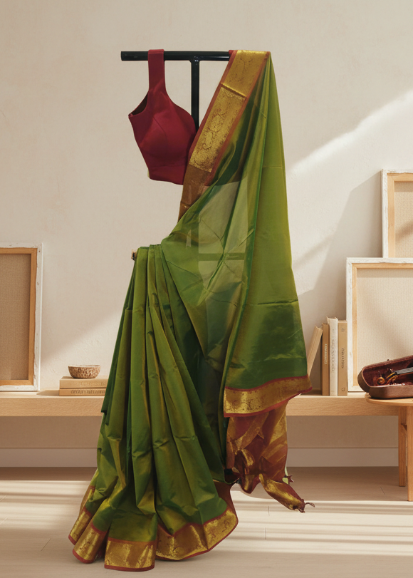 Kaanchan Harit Silk Cotton Saree