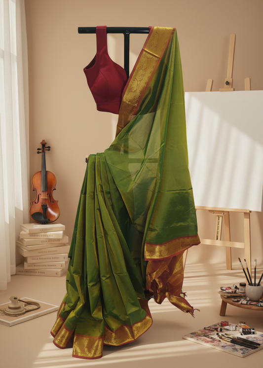 Kaanchan Harit Silk Cotton Saree