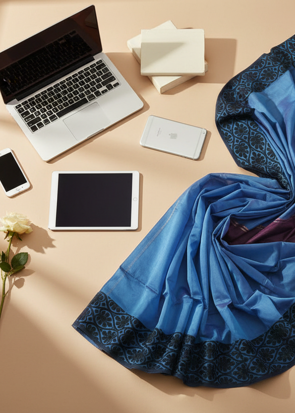 Nilanjana Bloom Muslin Saree