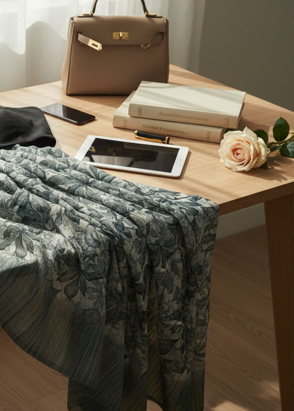 Ashleaf Grey Chiffon Saree