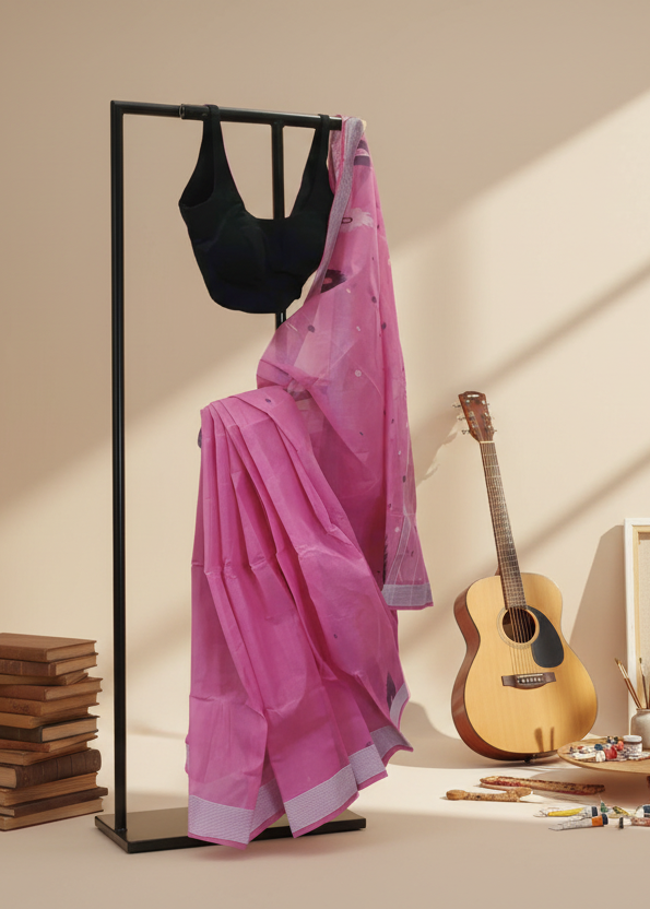Pink Dusk Muslin Cotton Saree