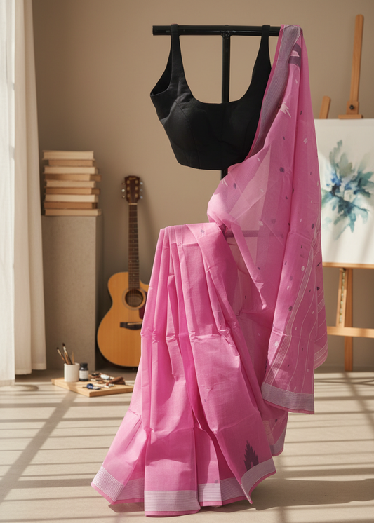 Pink Dusk Muslin Cotton Saree