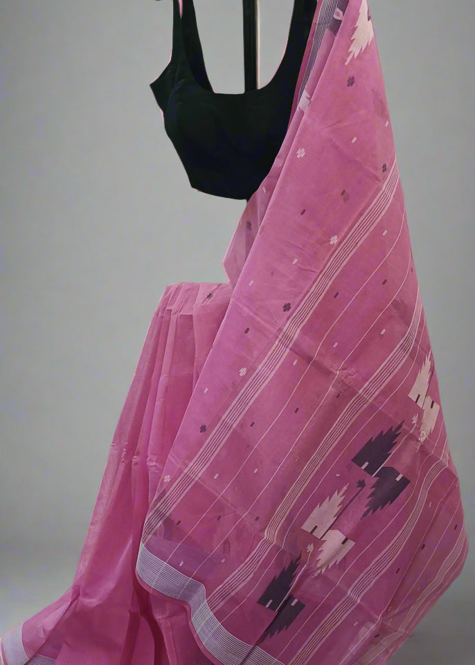Pink Dusk Muslin Cotton Saree