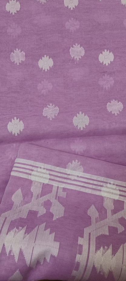 Lilac Muslin Cotton Saree