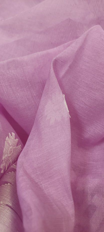 Lilac Muslin Cotton Saree