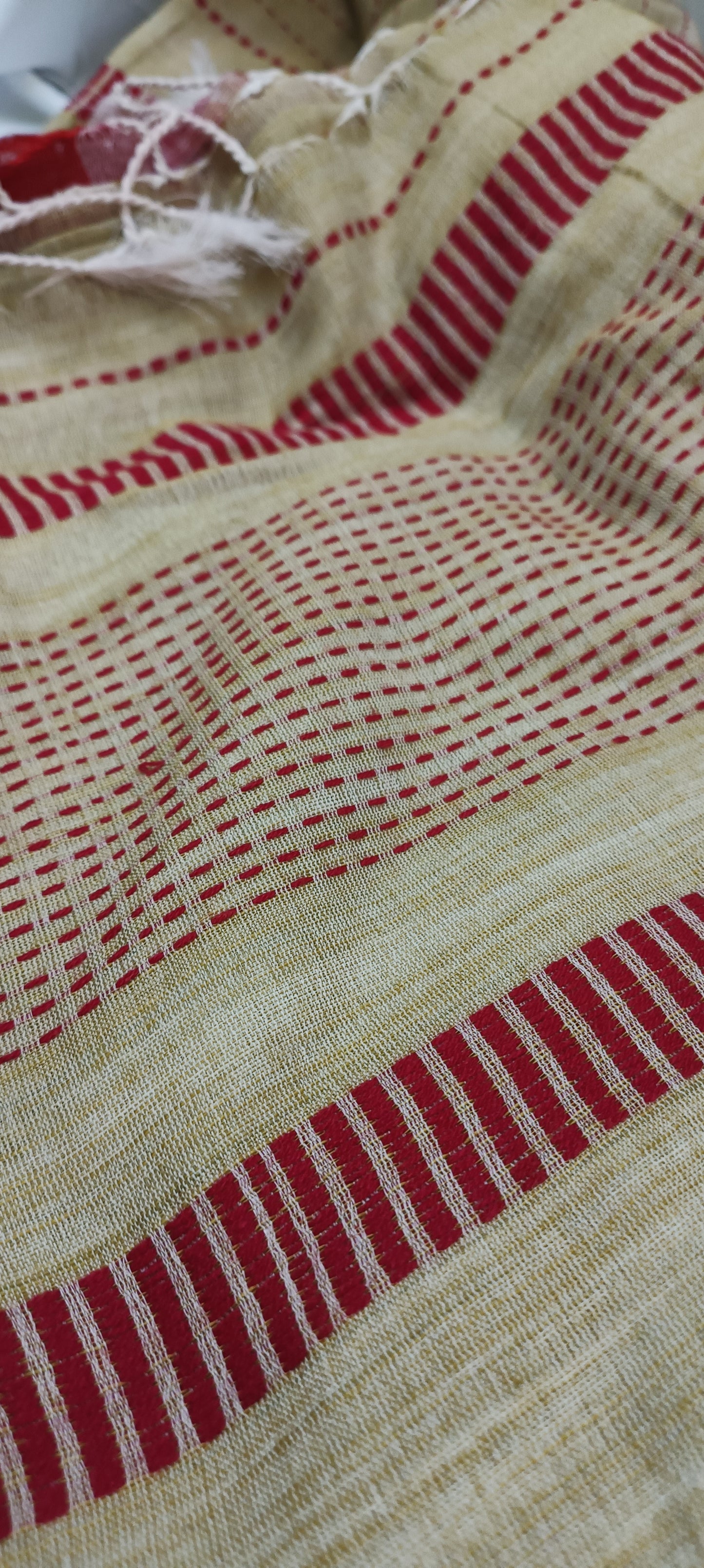 RAKTIMA Kantha Stitch Cotton Saree
