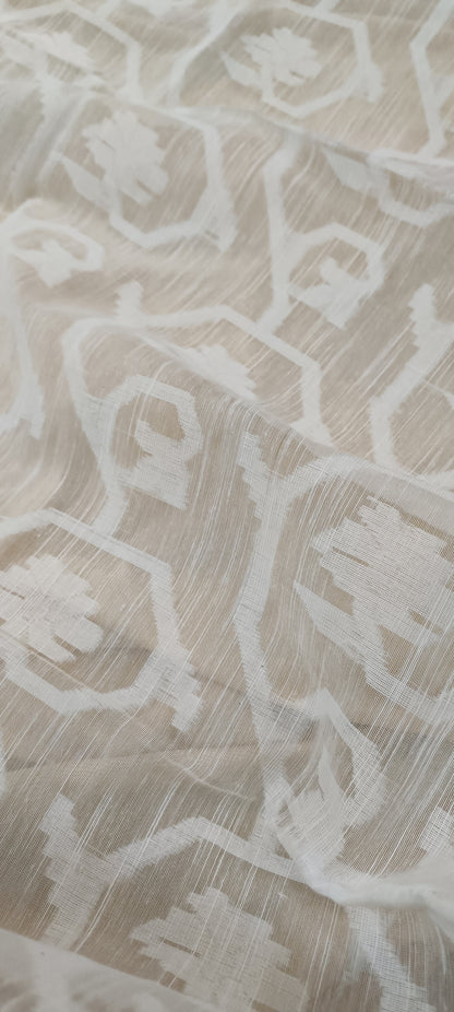 SHAANTIDHAARA White Jamdani Cotton Saree