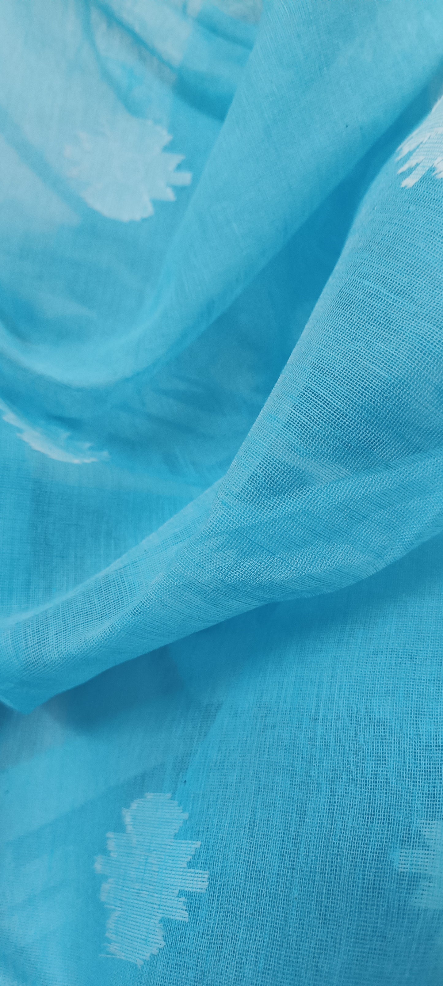 NABONEEL Sky Blue Jamdani Cotton Saree
