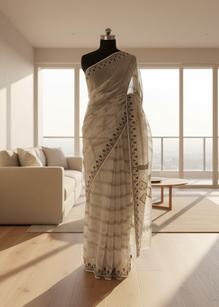 Shwet Rekha Soft Jamdani Saree
