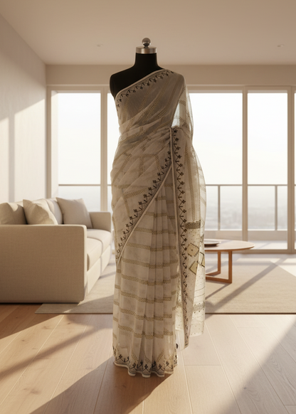 Shwet Rekha Soft Jamdani Saree