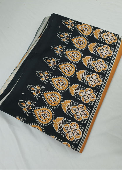 Kesar Noir Ajrak Cotton Saree