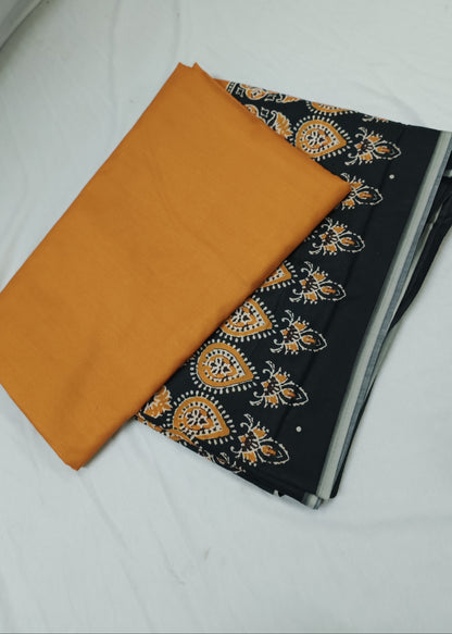 Kesar Noir Ajrak Cotton Saree