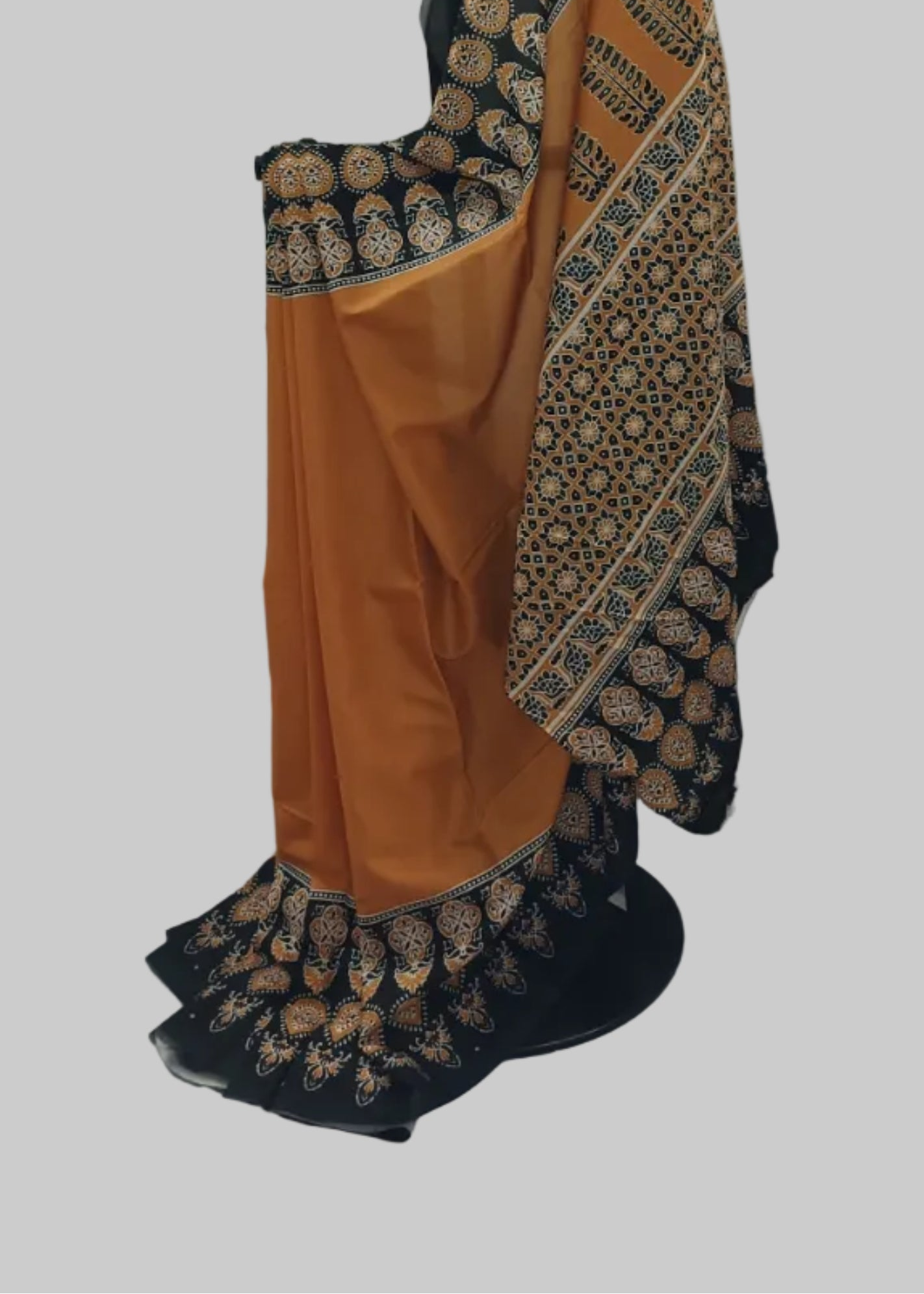 Kesar Noir Ajrak Cotton Saree