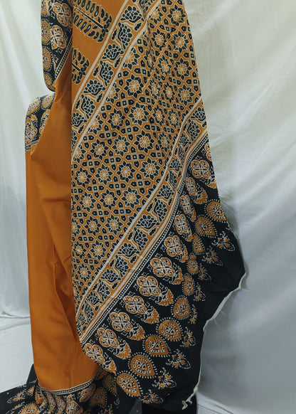 Kesar Noir Ajrak Cotton Saree