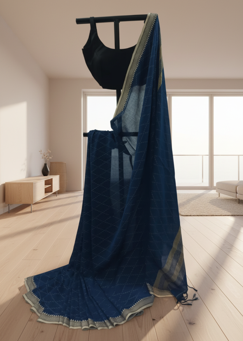 Neel Sutra Cotton Saree