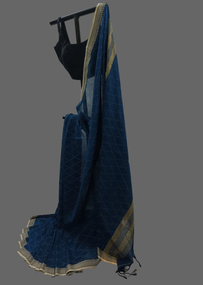 Neel Sutra Cotton Saree