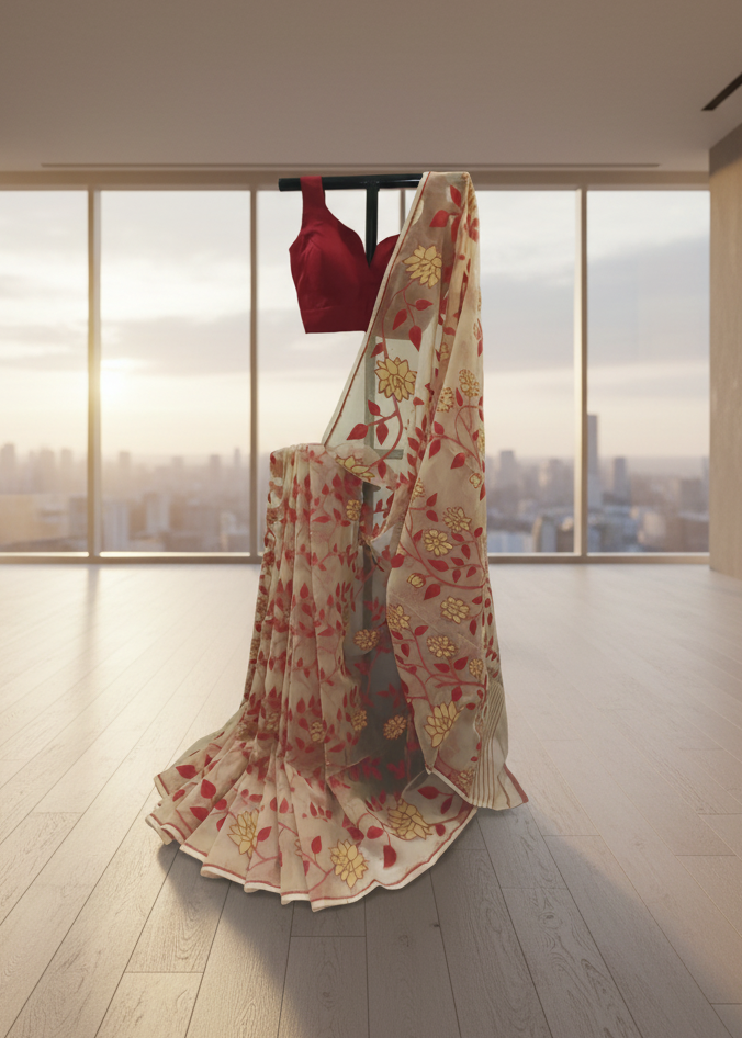 Komol Pankhuri Jamdani Cotton Saree