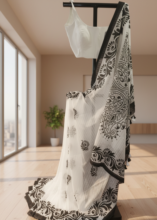 Shwet Rekha Cotton Saree