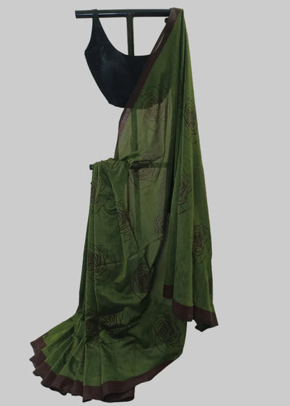 Zariya Forest Rose Cotton Saree