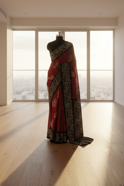Sindoori Batik Cotton Saree