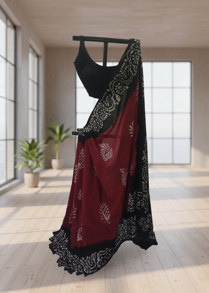 Sindoori Batik Cotton Saree