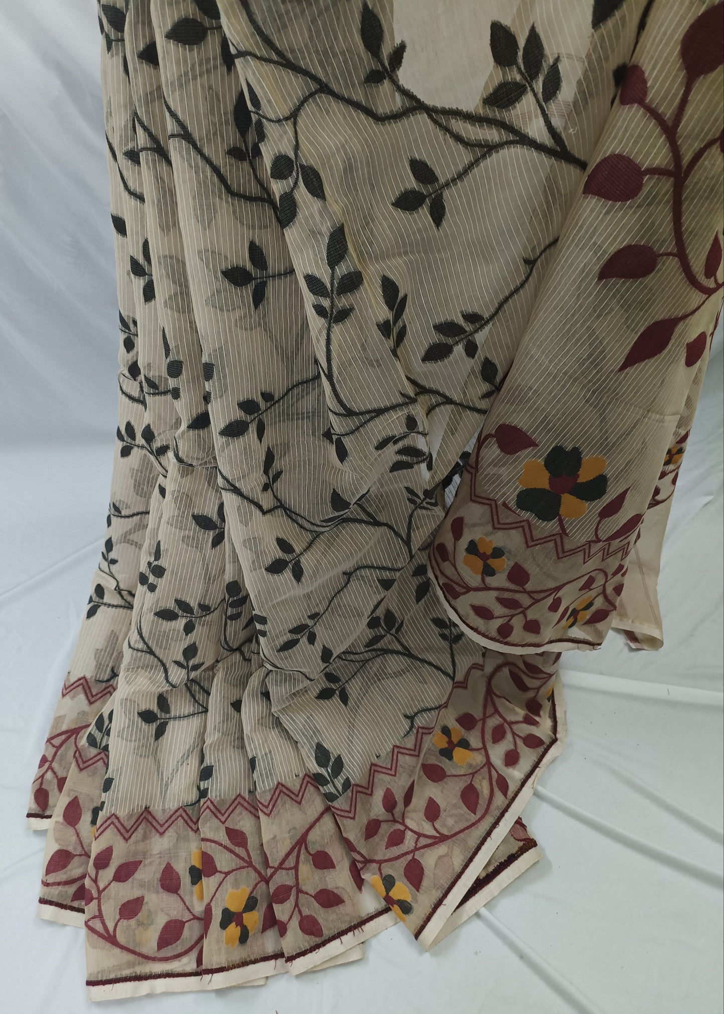 Textile with floral pattern on a white background