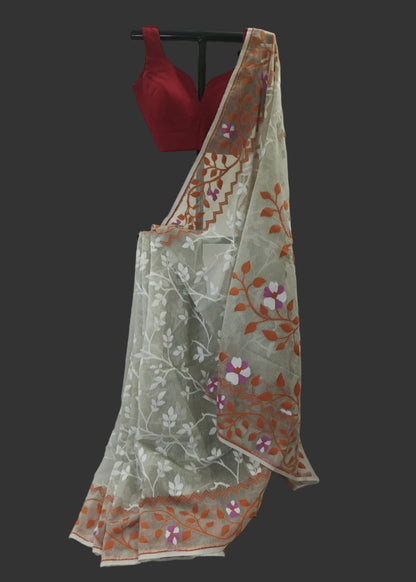 Kusum Vana Jamdani Muslin Saree