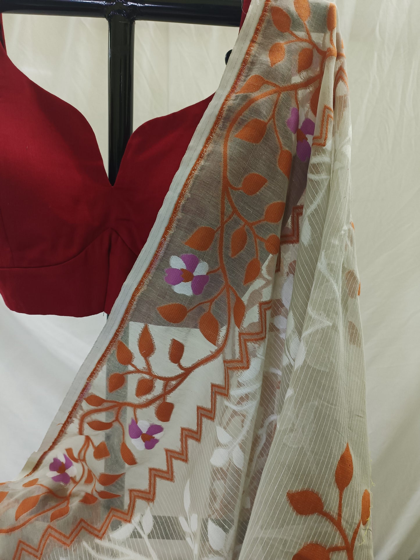 Decorative fabric with floral patterns on a plain background