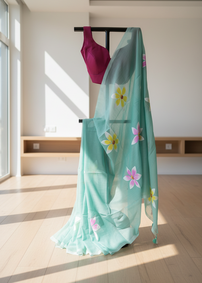 Neelpushpa Mul Cotton Saree