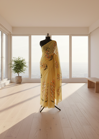 Basanti Bela Mul Cotton Saree