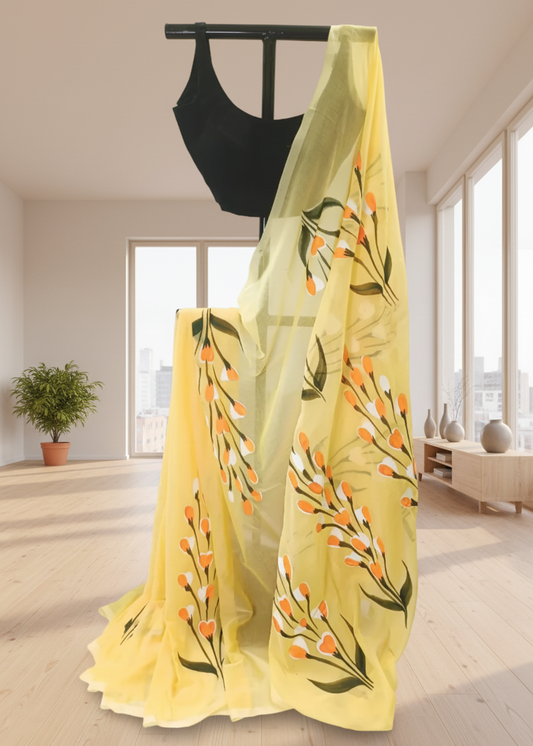 Basanti Bela Mul Cotton Saree