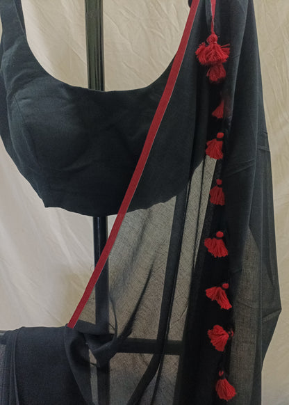 Noor Black Mul Cotton Saree