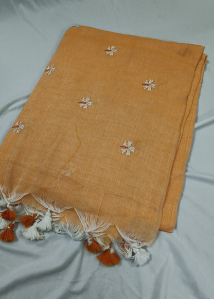 Abeer Peach Mul Cotton Saree