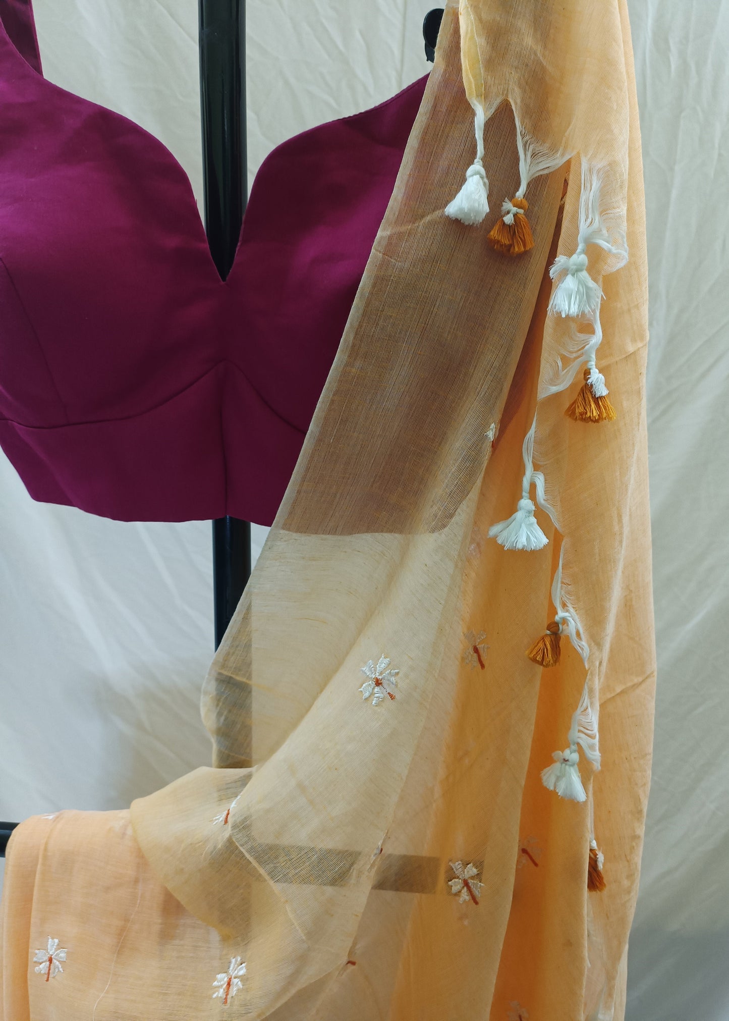 Abeer Peach Mul Cotton Saree