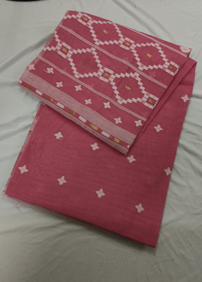 Gulika Pink Jamdani Cotton Saree