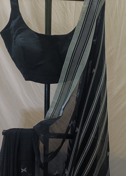 Nishita Black Cotton Saree