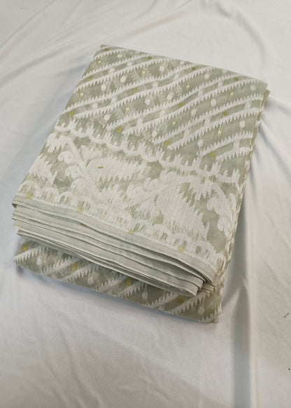 Shwetika Sage Jamdani Cotton Saree