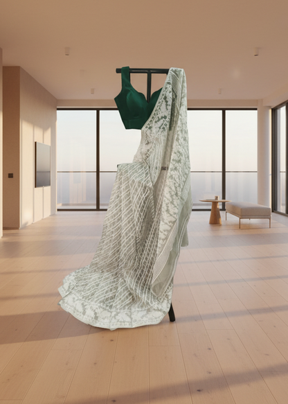 Shwetika Sage Jamdani Cotton Saree